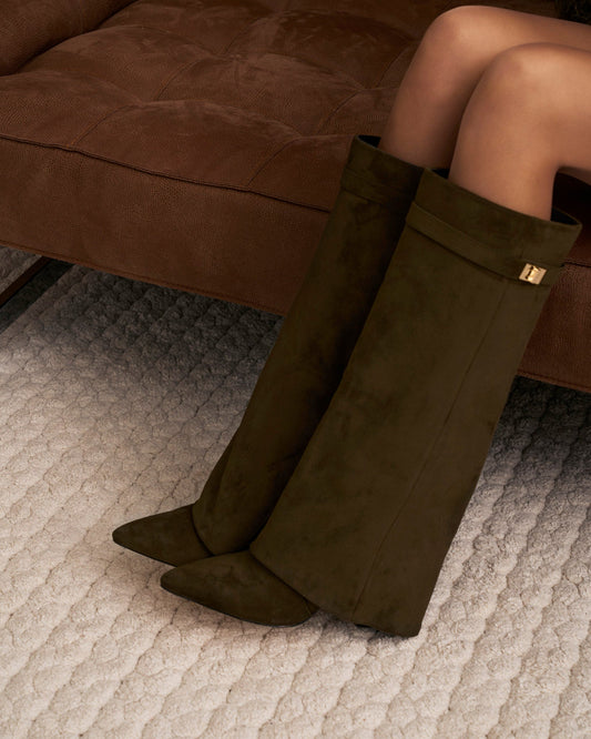 Lavista Suede knee high boots - Olive green