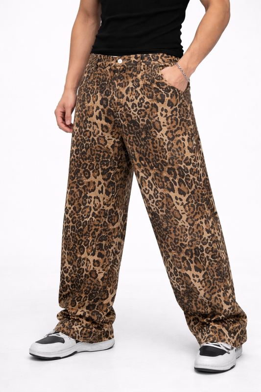 Leopard Print Wide-Leg Pants