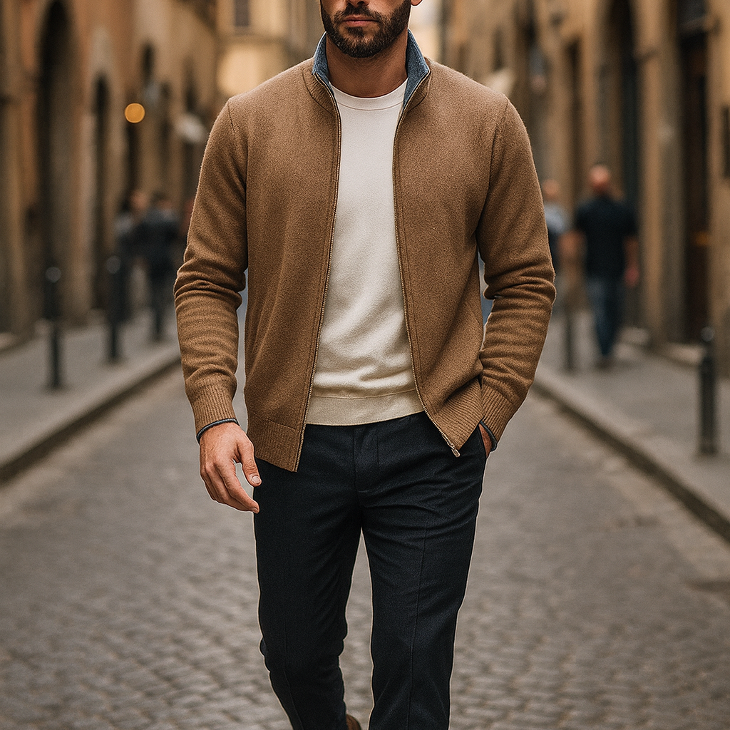 Classic Zip-Up Knit Jacket