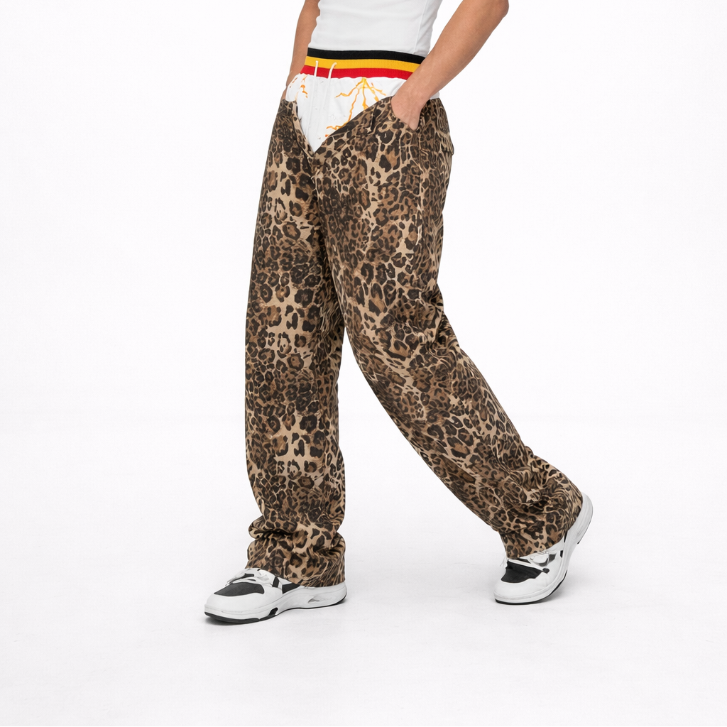 Leopard Print Wide-Leg Pants