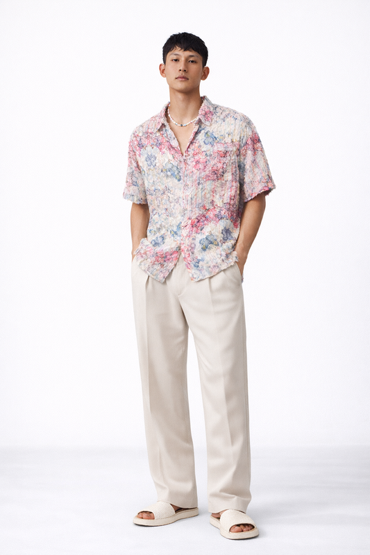 Pastel Watercolor Floral Button Shirt