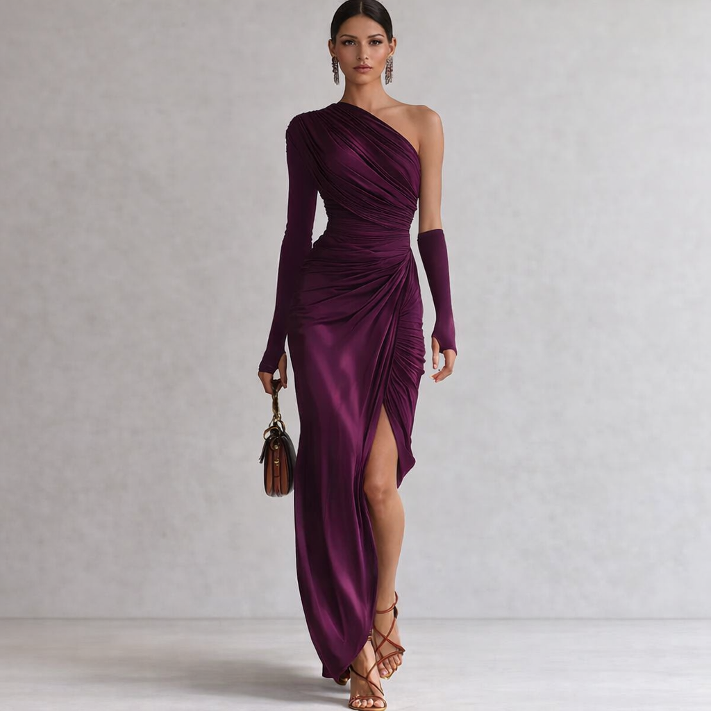 Aurelia™ | Asymmetric Violet Evening Gown