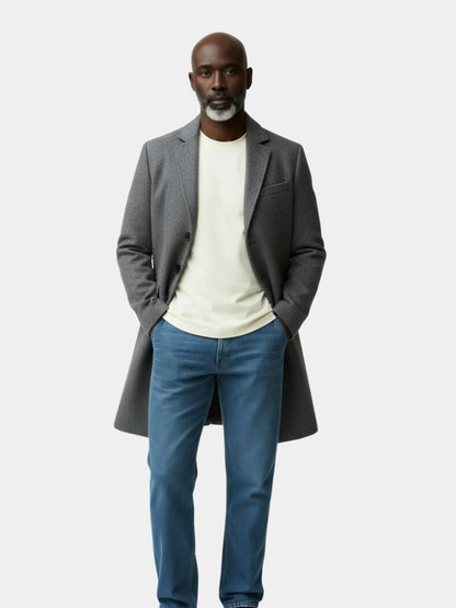 Wool Blend Trench Coat for Men