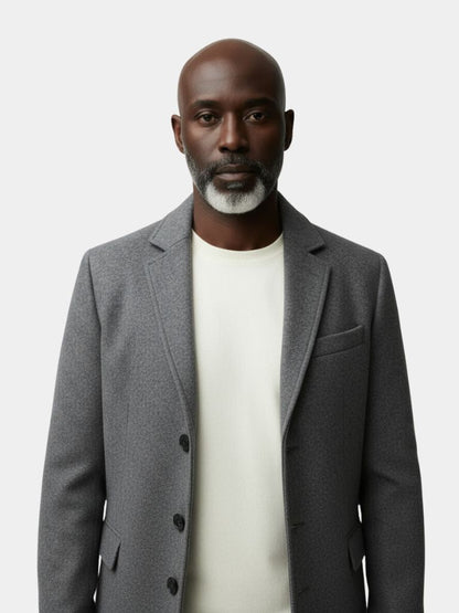 Wool Blend Trench Coat for Men