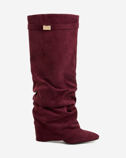 Lavista Slouchy Suede knee high boots - Burgundy