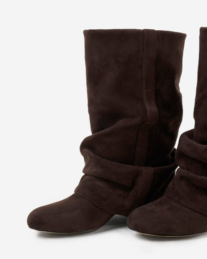 Emilia Slouchy Suede Boots - Dark Chocolate