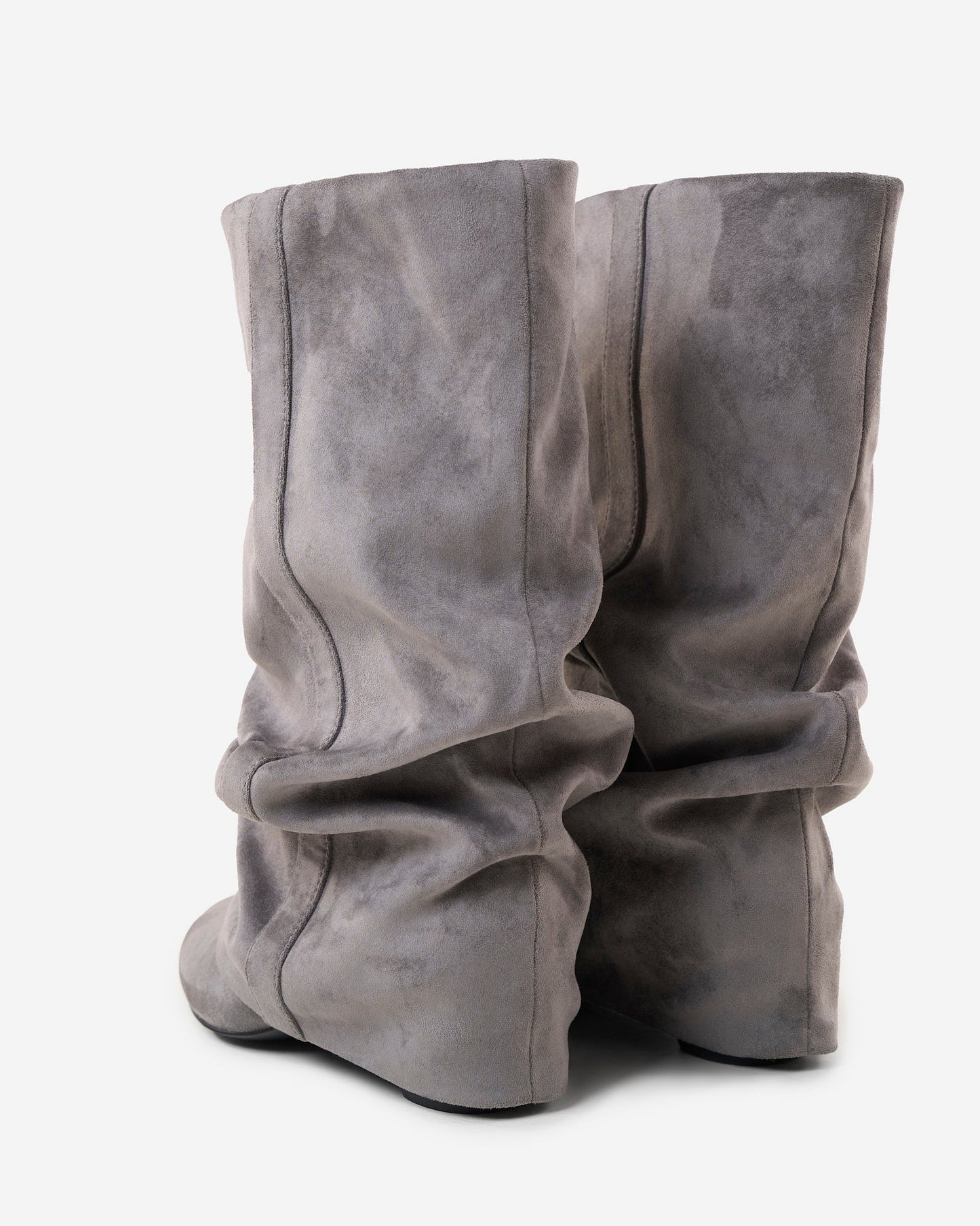 Emilia Slouchy Suede Boots - Grey