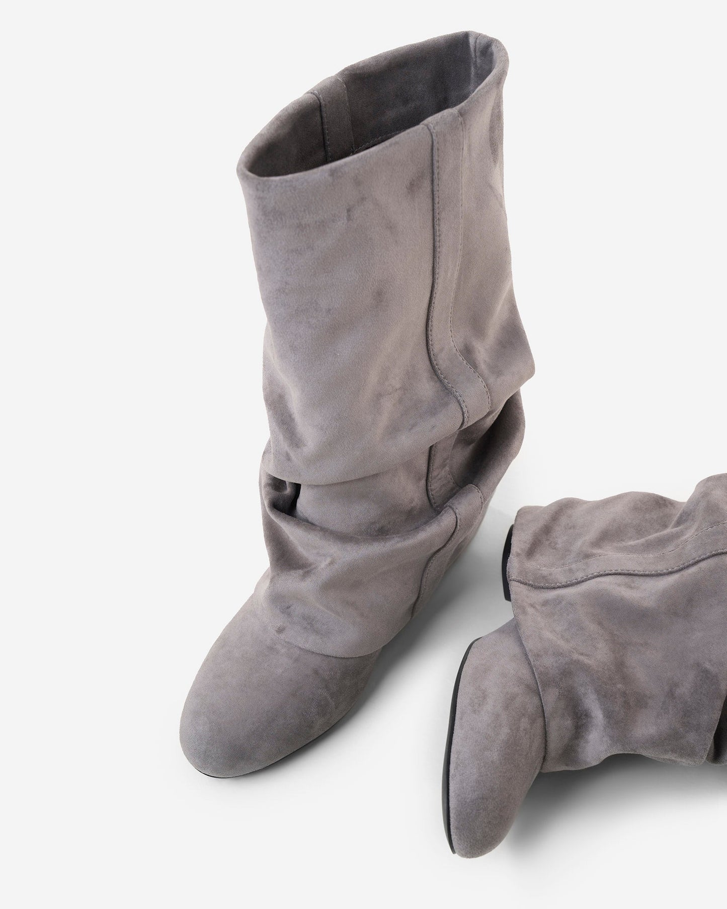 Emilia Slouchy Suede Boots - Grey