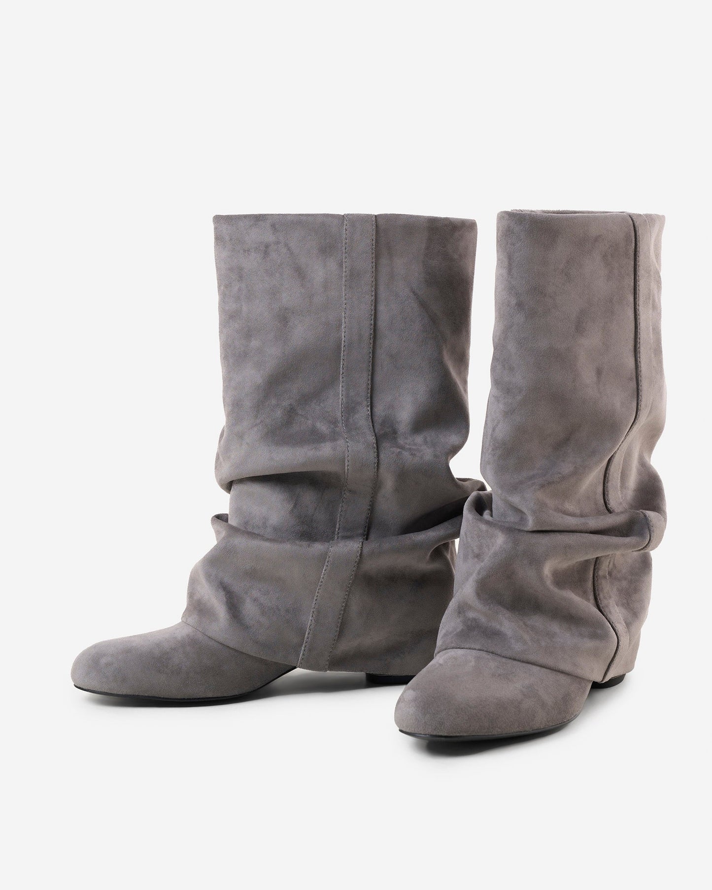 Emilia Slouchy Suede Boots - Grey