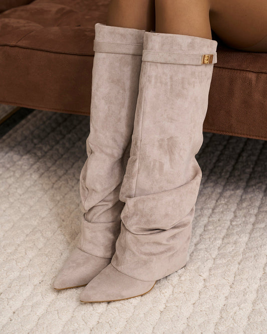 Lavista Slouchy Suede knee high boots - Taupe