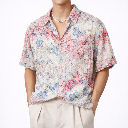 Pastel Watercolor Floral Button Shirt
