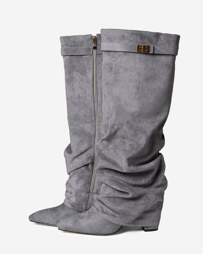 Lavista Slouchy Suede knee high boots - Grey