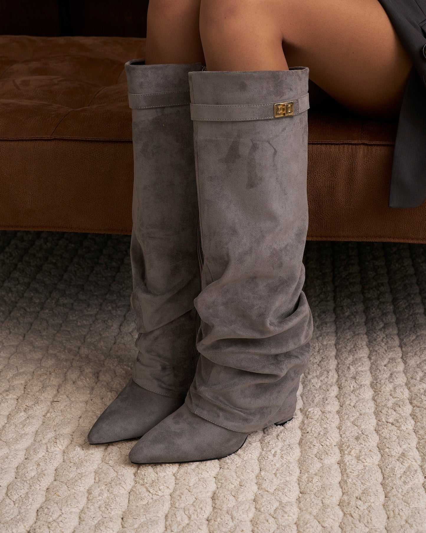 Lavista Slouchy Suede knee high boots - Grey