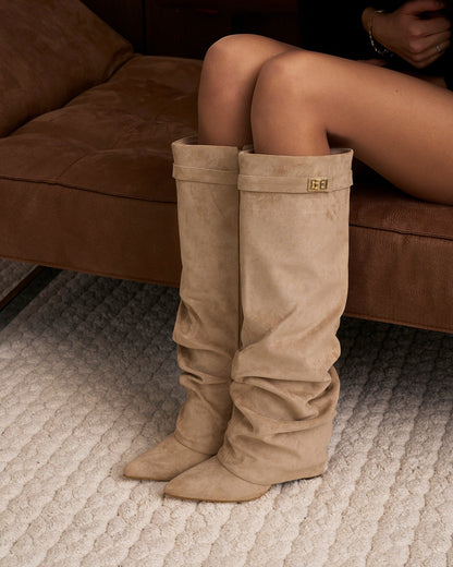 Lavista Slouchy Suede knee high boots - Beige