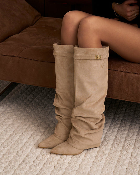 Lavista Slouchy Suede knee high boots - Beige