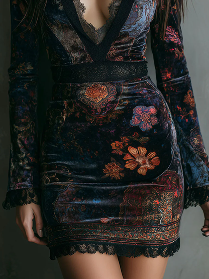 Midnight Bloom Velvet Dress