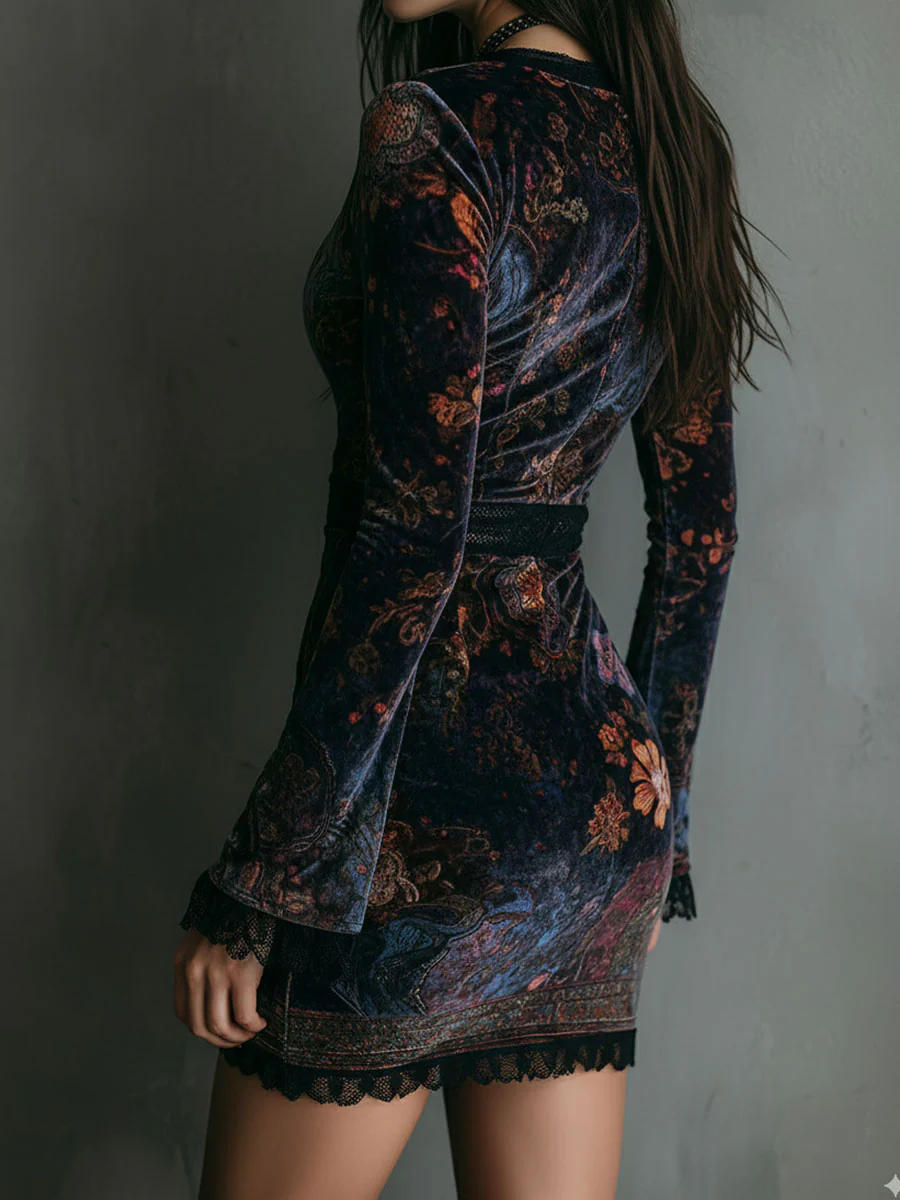 Midnight Bloom Velvet Dress