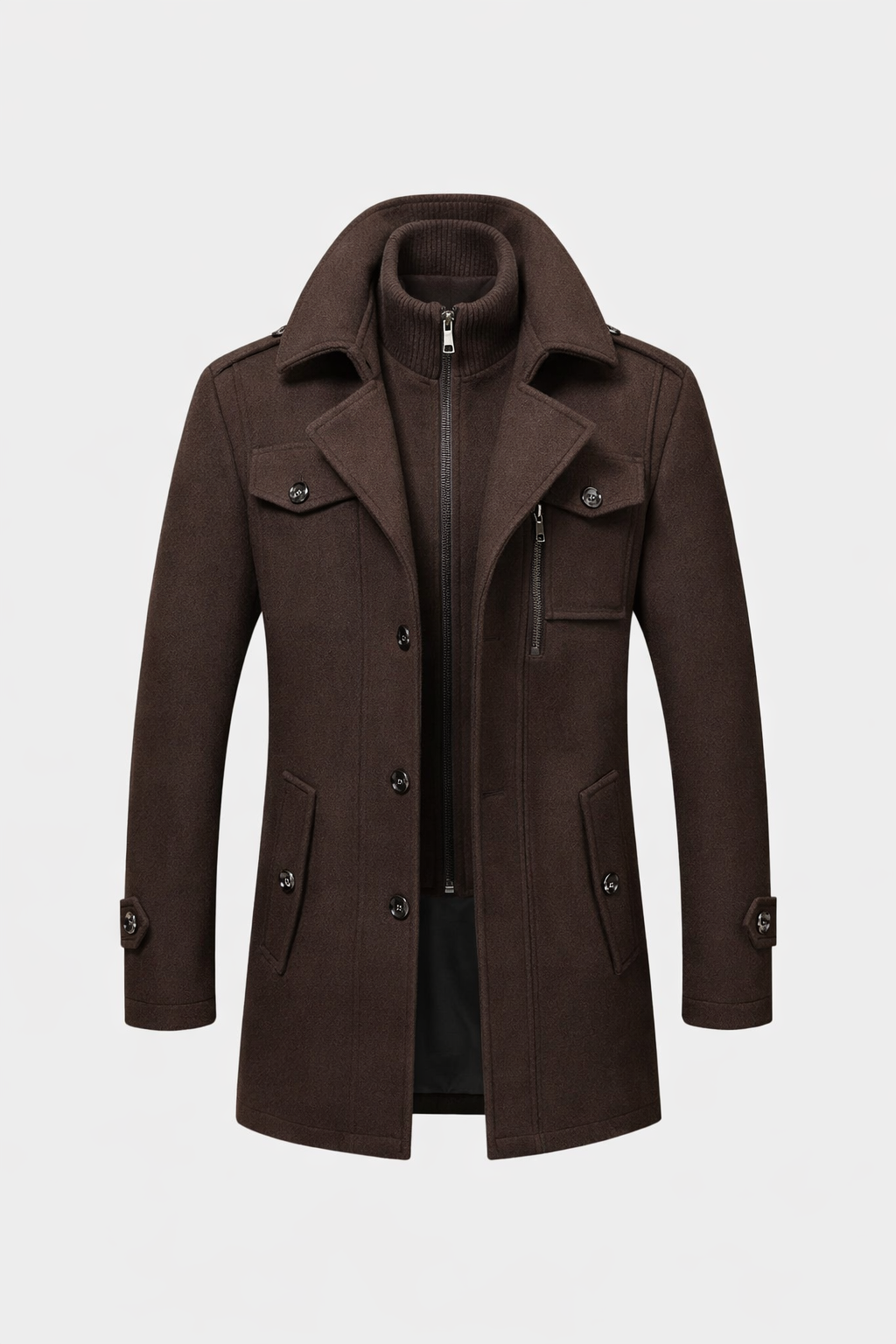 Aristocratic Black Wool Coat