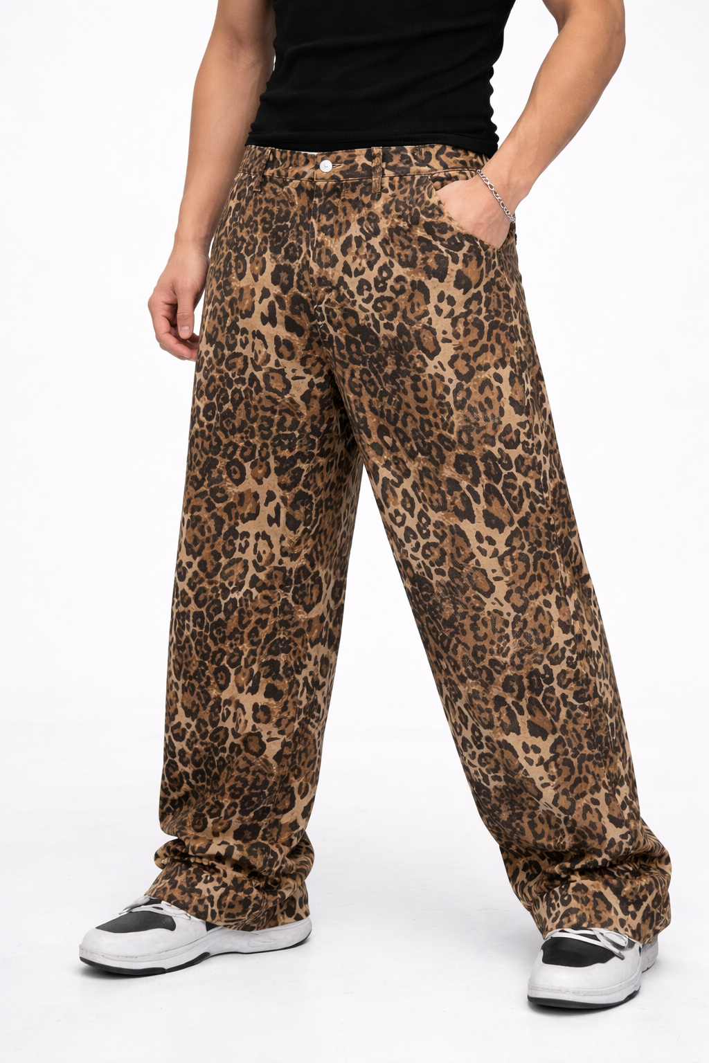 Leopard Print Wide-Leg Pants