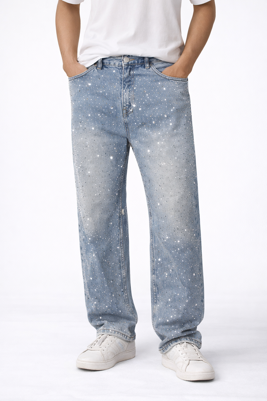 Light Wash Glitter Splatter Jeans