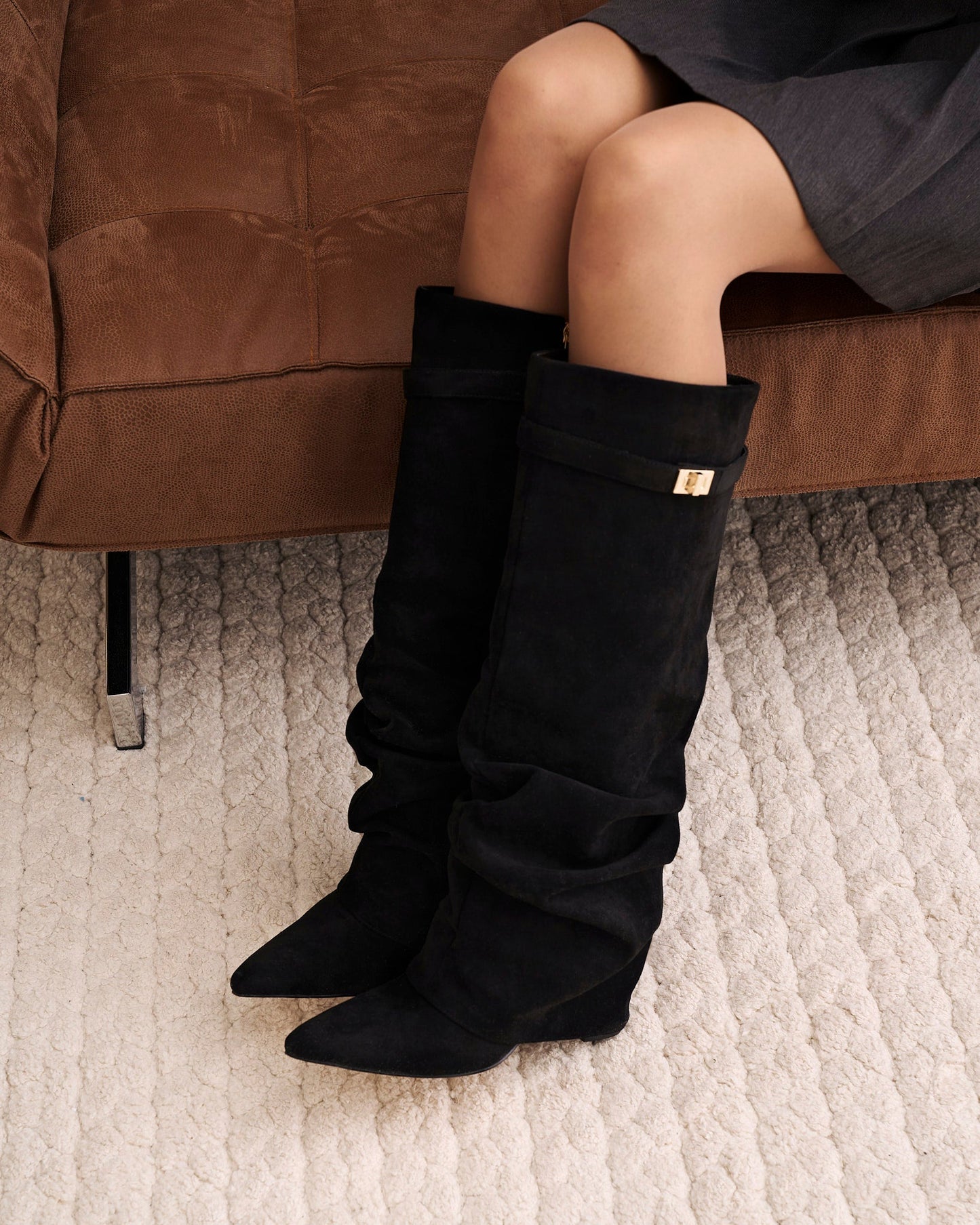 Lavista Slouchy Suede knee high boots - Black