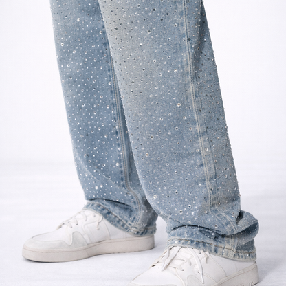 Light Wash Glitter Splatter Jeans