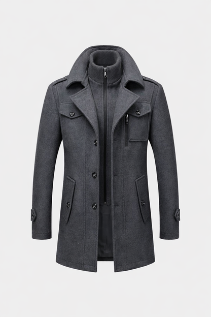 Aristocratic Black Wool Coat