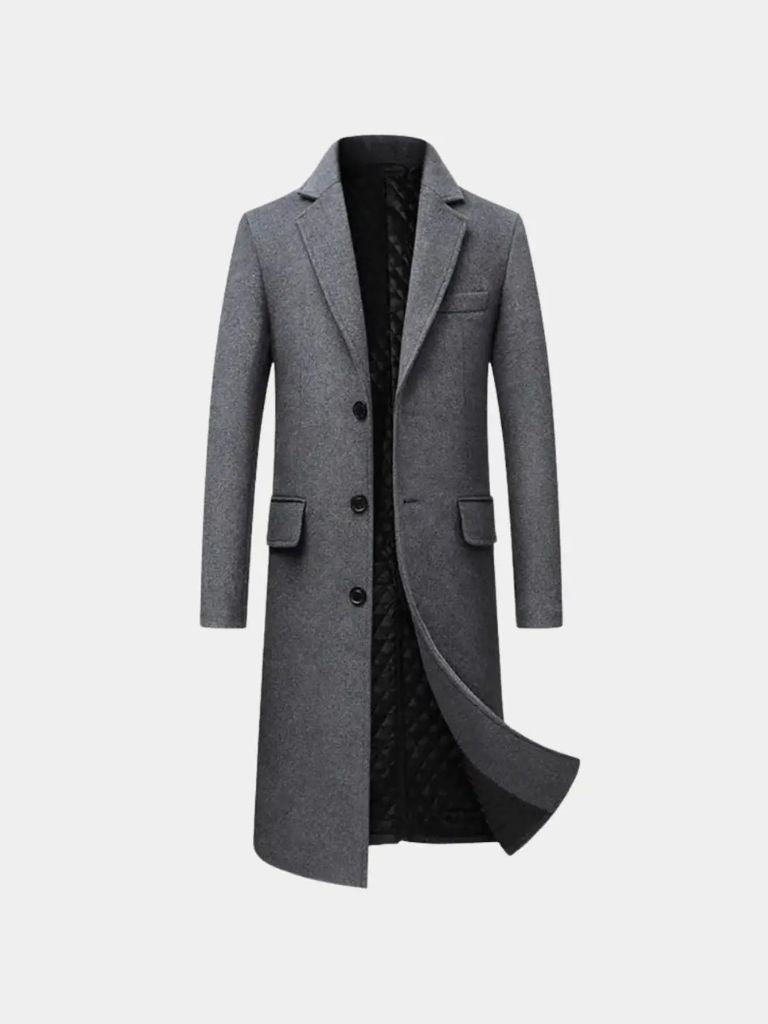 Wool Blend Trench Coat for Men