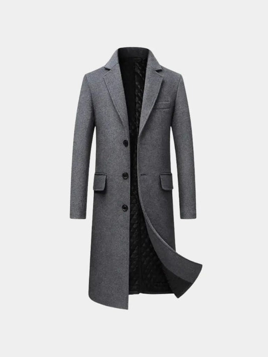 Wool Blend Trench Coat for Men