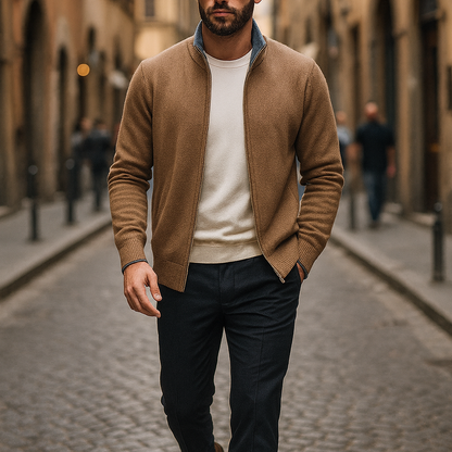 Classic Zip-Up Knit Jacket